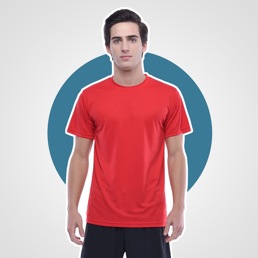 Ultifresh™ Performance-Crew Neck-T Shirts-Unisex - UDF0104 Crimson Red Model